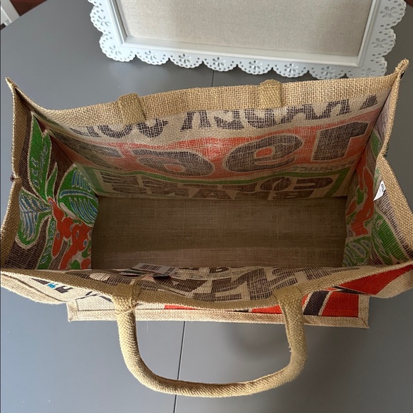 NWT Trader Joe's Burlap Coffee Beans Tote - Picture 5 of 7